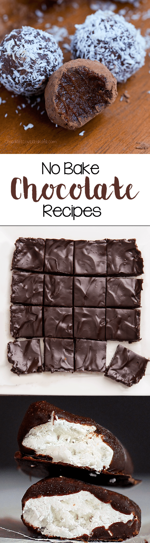 NO BAKE RECIPES - 50 easy chocolate "no bake" treats, including no bake cookies ▪ no bake bars ▪ no bake desserts...from @choccoveredkt - https://lett-trim.today/2016/02/11/no-bake-chocolate-recipes-healthy-easy/