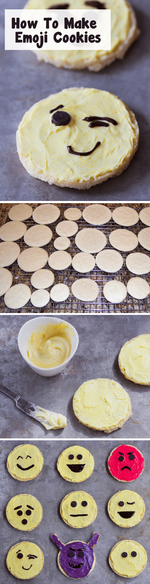 Step-by-step instructions on how to make emoji cookies at home, with just a few ingredients @choccoveredkt Step-by-step instructions on how to make emoji cookies at home, with just a few ingredients @choccoveredkt