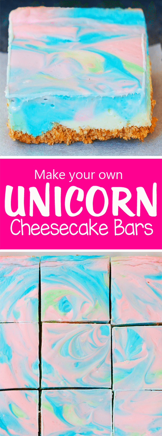 These whimsical unicorn cheesecake bars are like something straight from a fairytale. These whimsical unicorn cheesecake bars are like something straight from a fairytale.
