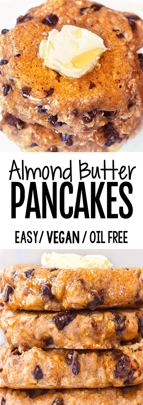 Super Healthy Almond Butter Pancakes (Oil Free, Vegan, 5 Ingredients) Secretly Healthy Almond Butter Pancakes (Oil Free)