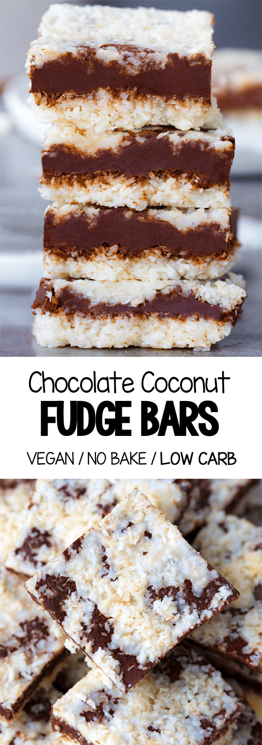 No Bake Coconut Chocolate Fudge Bars (Low Carb, Keto, Vegan) No Bake Coconut Chocolate Fudge Bars (Low Carb, Keto, Vegan)