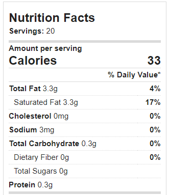 Coconut Whipped Cream Nutrition Facts And Calories