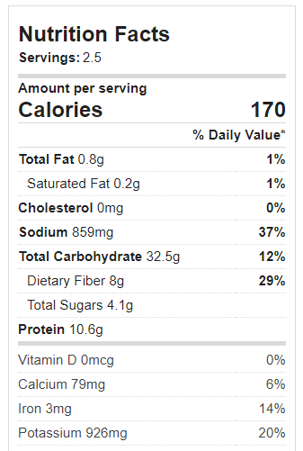 Black Bean Soup Nutrition Facts