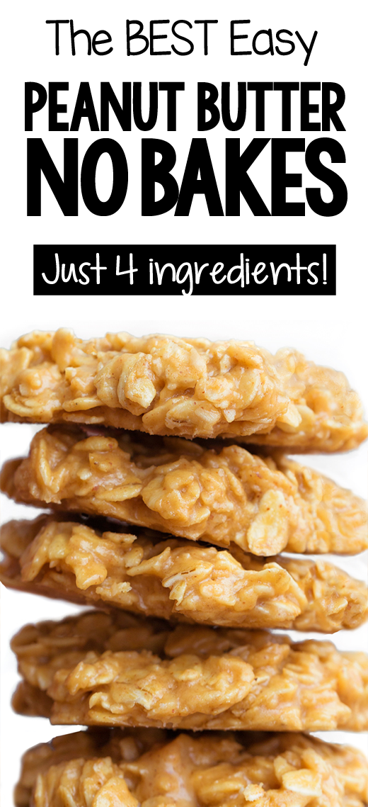 The Best Peanut Butter No Bake Cookie Recipe - Just Four Ingredients The Best Peanut Butter No Bake Cookie Recipe - Four Ingredients