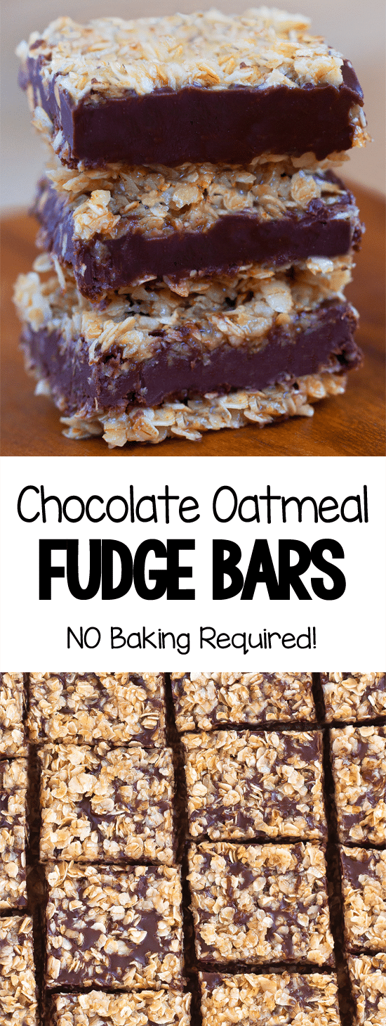NO BAKE Gooey Chocolate Oatmeal Fudge Bars NO BAKE Gooey Chocolate Oatmeal Fudge Bars