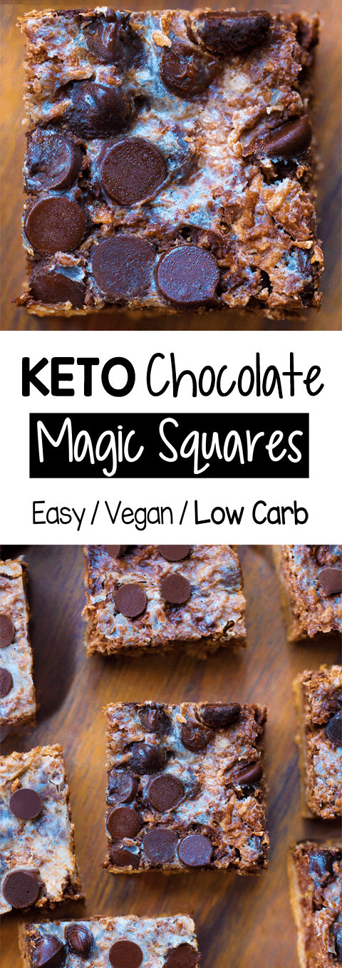 Low Carb Keto Chocolate Chip Magic Bars (Sugar Free, Vegan) Low Carb Keto Chocolate Chip Magic Bars (Sugar Free, Vegan)