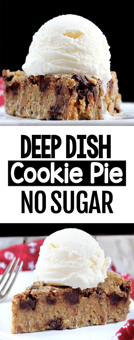 Secretly Healthy Chocolate Chip Cookie Pie (Sugar Free, Vegan) Secretly Healthy Chocolate Chip Cookie Pie (Sugar Free, Vegan)