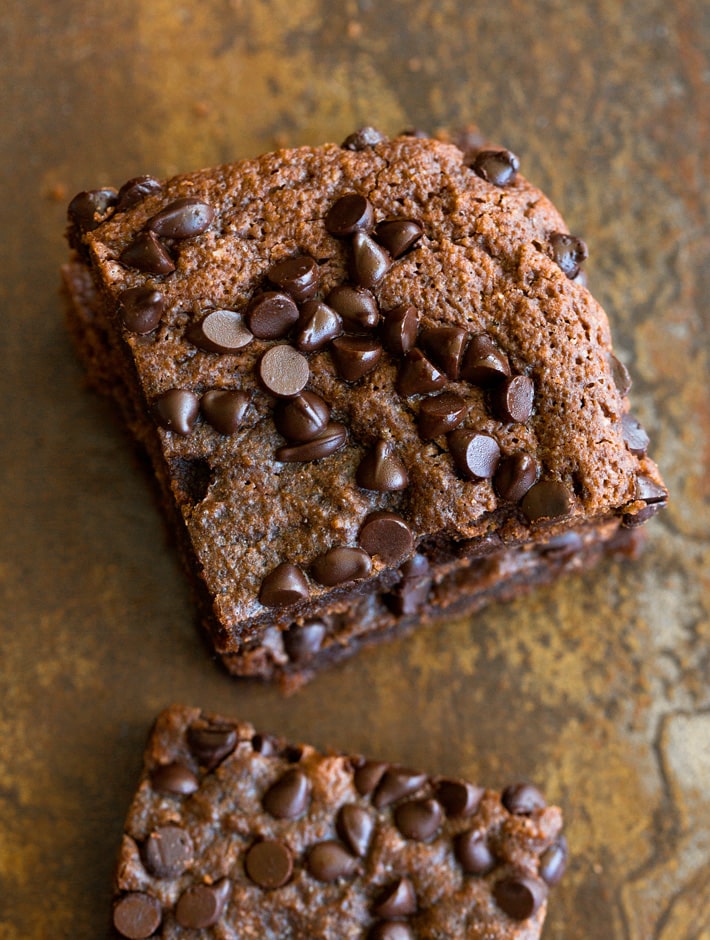 Fudgy Vegan Healthy Protein Brownies Fudgy Vegan Healthy Protein Brownies with mini chocolate chips