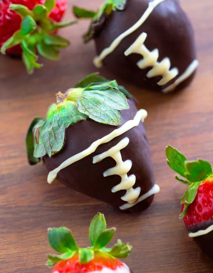 Chocolate Decorated Football Strawberries Chocolate Decorated Football Strawberries