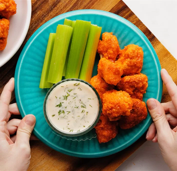 Vegan Cauliflower Buffalo Wings With Ranch Vegan Cauliflower Buffalo Wings With Ranch