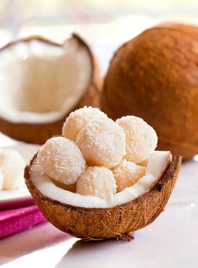 Coconut Balls In Coconut Shell