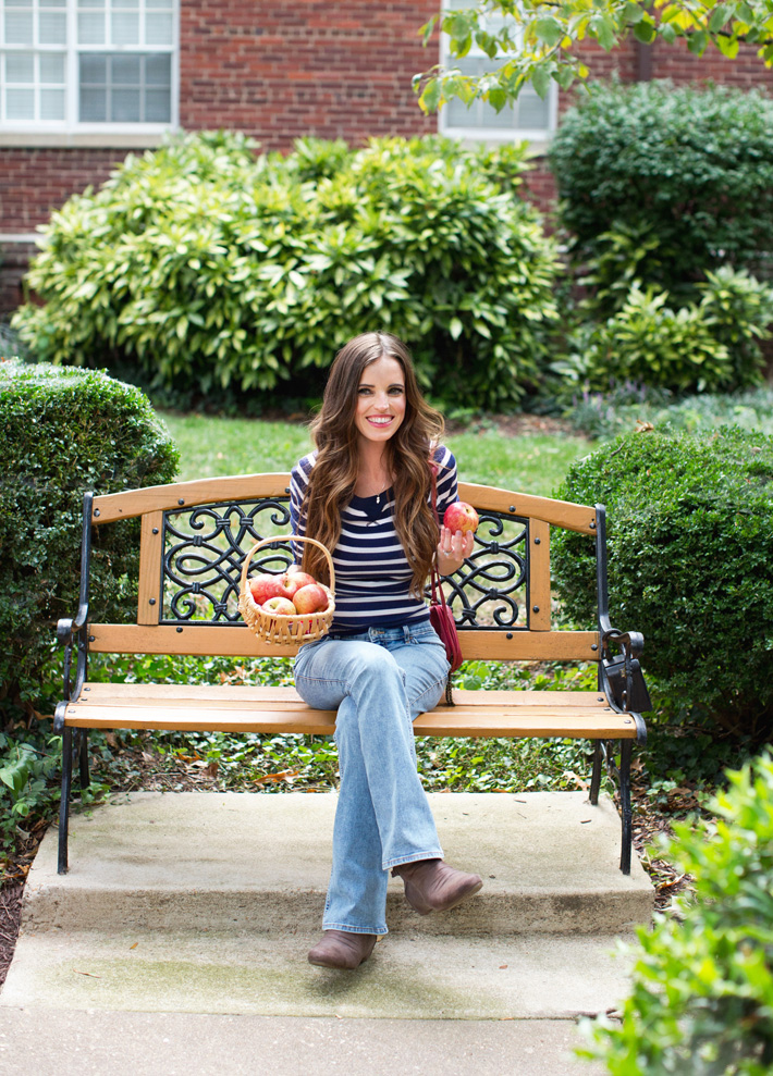 Girl With Apples In Basket On Bench Girl With Apples In Basket On Bench