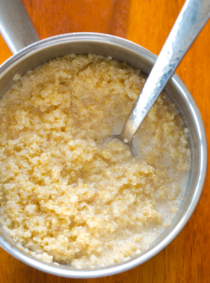 Cooked Yellow Quinoa in a Saucepan Cooked Yellow Quinoa in a Saucepan