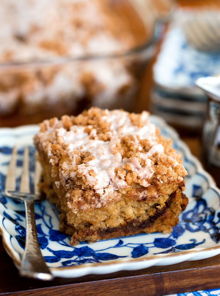 Glazed Sour Cream Coffee Cake Slice Glazed Sour Cream Coffee Cake Slice