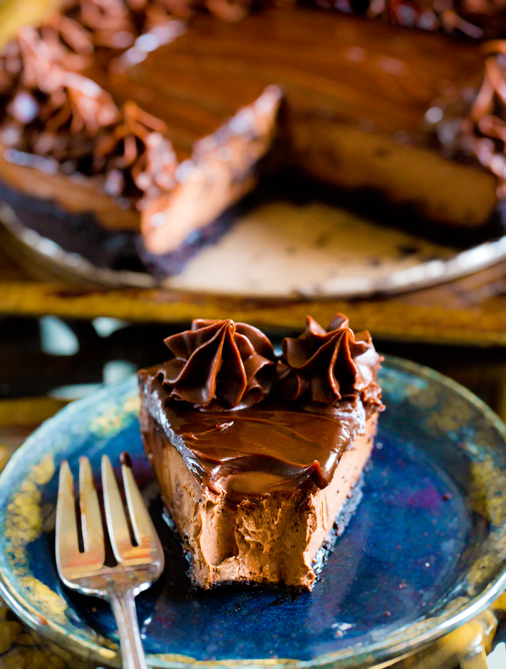 Chocolate Cheesecake Slice Decorated Chocolate Cheesecake Slice Decorated