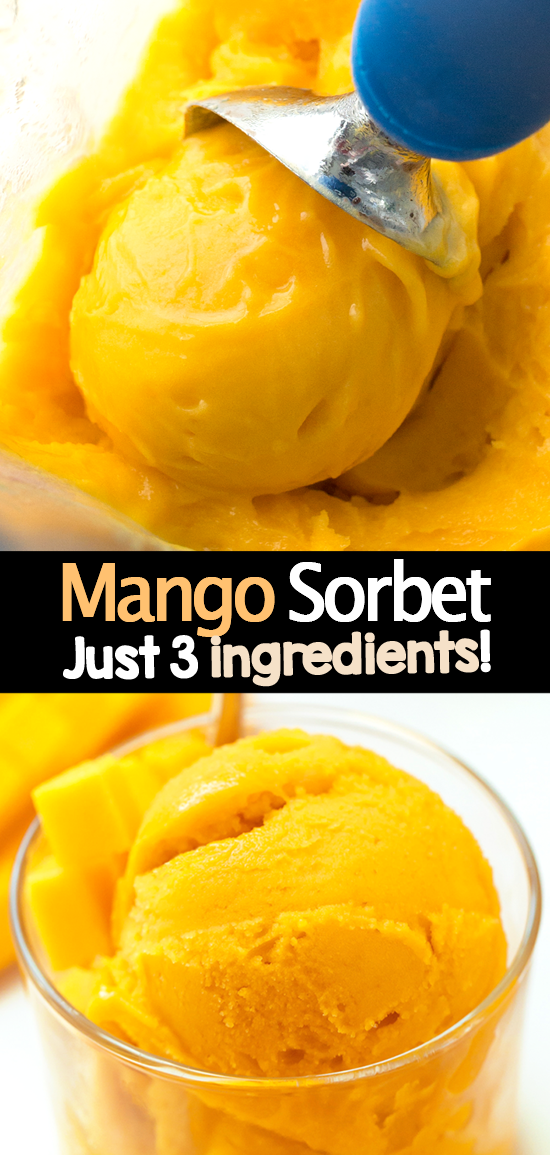 3 ingredient Mango Sorbet Recipe (Easy, Vegan) 3 ingredient Mango Sorbet Recipe (Easy, Vegan)