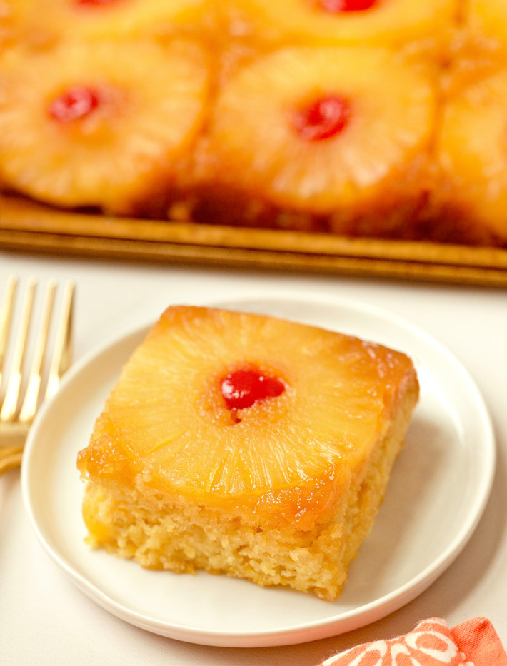Vegan Pineapple Upside Down Cake Slice