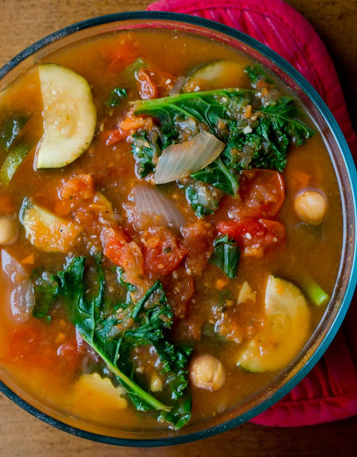Vegan Vegetable Soup With Tomatoes And Garbanzo Beans