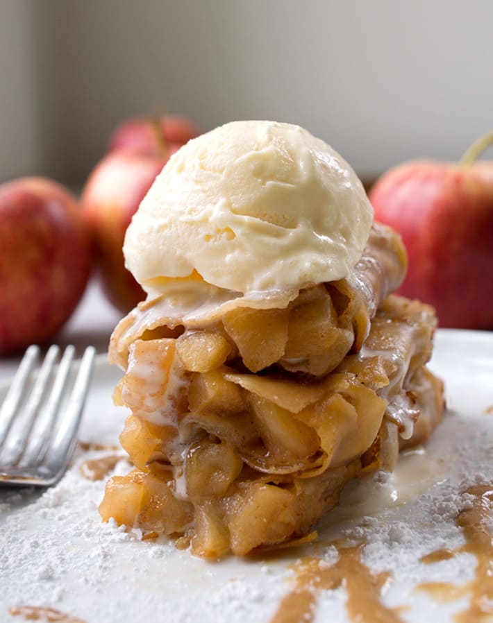 Apple Pie Egg Rolls With Vanilla Ice Cream