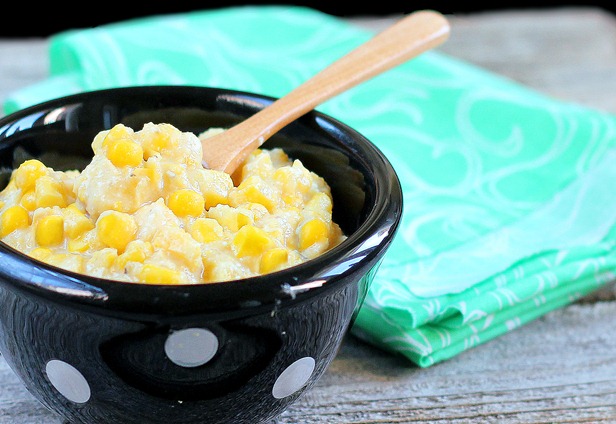 Vegan Corn Casserole - We make this recipe every year for the holidays... it is just as delicious as traditional corn casserole, and no one can ever guess it isn't full of butter and fat! https://lett-trim.today/2012/06/22/healthy-corn-casserole/ @choccoveredkt