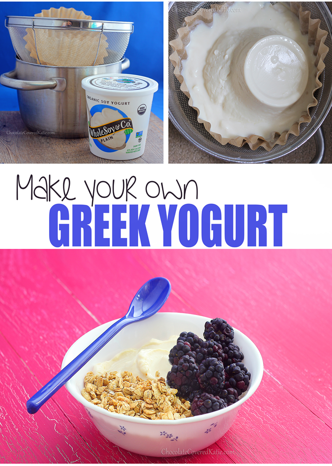Learn how to make Greek yogurt at home - with just one ingredient and no yogurt starter or fancy machines! Learn how to make Greek yogurt at home - with just one ingredient and no yogurt starter or fancy machines: https://lett-trim.today/2015/02/15/how-to-make-greek-yogurt-homemade/