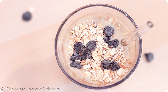 The Cookie Dough Protein Shake Chocolate Chip Cookie Dough Protein Shake: https://lett-trim.today/2014/08/04/cookie-dough-protein-shake/