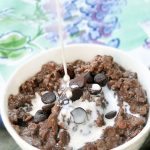 Chocolate Oatmeal - Ingredients: 1/2 cup rolled oats, 1 cup milk of choice, 2 tbsp cocoa powder, 1 tsp vanilla, 1/4 cup... Full recipe: https://lett-trim.today/2011/09/21/five-minute-chocolate-oatmeal/ @choccoveredkt